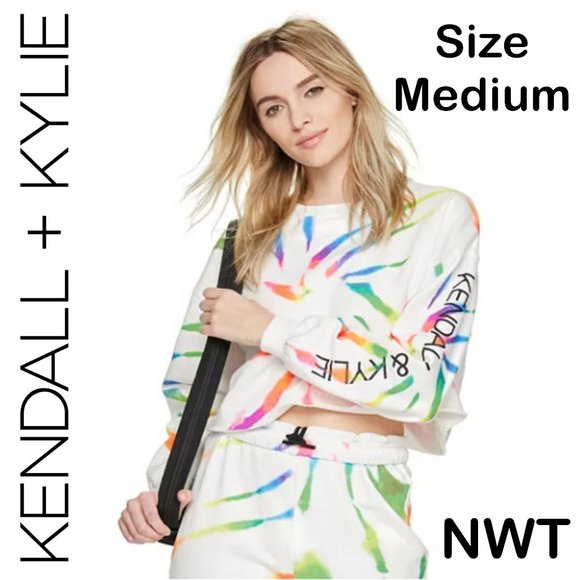 NWT - KENDALL & KYLIE Fleece Cropped Crewneck Tee Size MEDIUM - Picture 1 of 12